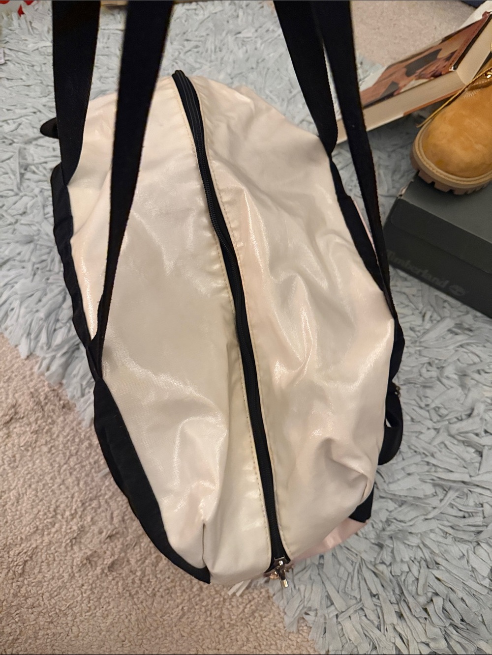 Victoria's Secret Black Tote with Cream Interior and Pink Logo Patch - Picture 7 of 7
